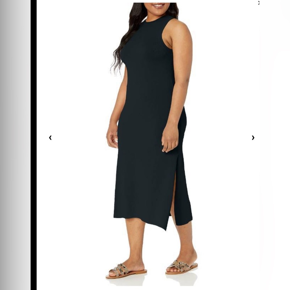 The Drop Women's Gabriela Halter Neck A-Line Side Slit Maxi Dress, Black/NWT